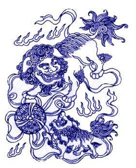 獅子滾繡球圖案